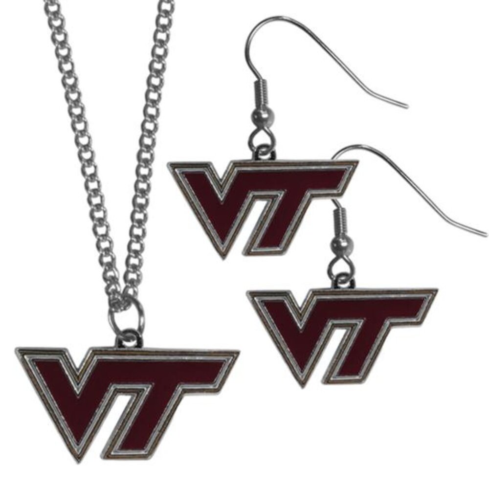NCAA Siskiyou Sports Women Virginia Tech Hokies Dangle Earrings & Chain Necklace